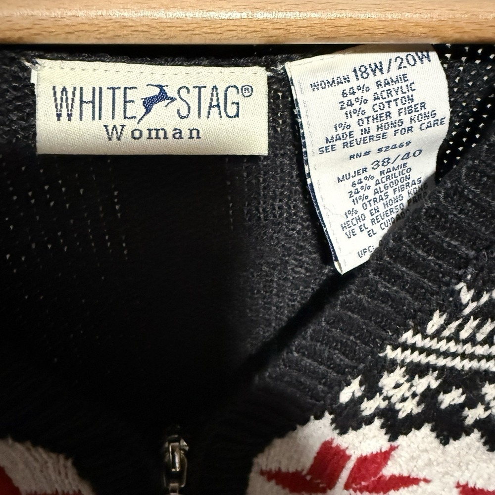 White Stag Woman Winter Sweater Vest Zip Up 1980's -18w/20w - Picture 3 of 5